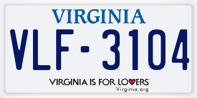 VA license plate VLF3104