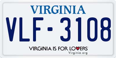 VA license plate VLF3108
