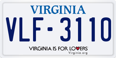 VA license plate VLF3110