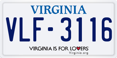 VA license plate VLF3116