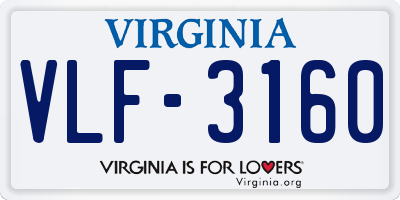 VA license plate VLF3160