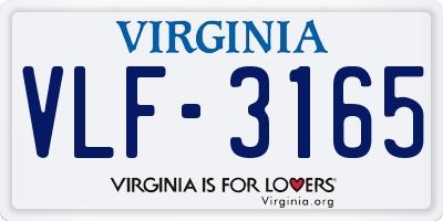 VA license plate VLF3165