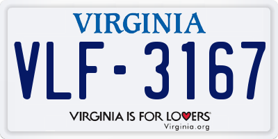 VA license plate VLF3167