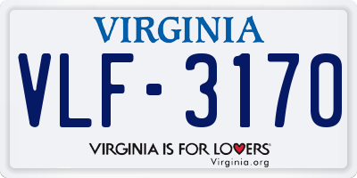 VA license plate VLF3170