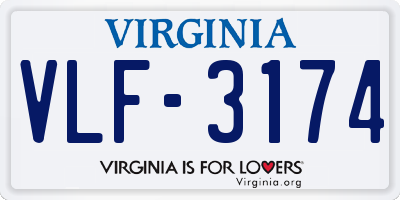 VA license plate VLF3174