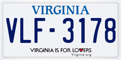 VA license plate VLF3178
