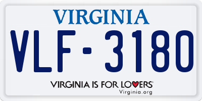 VA license plate VLF3180