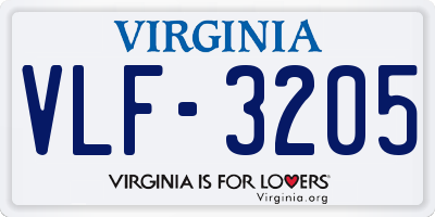 VA license plate VLF3205