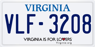 VA license plate VLF3208