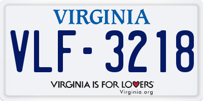 VA license plate VLF3218