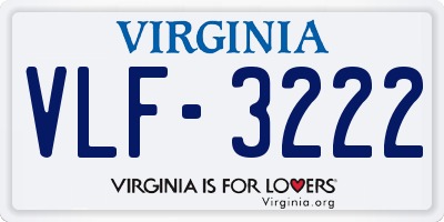 VA license plate VLF3222