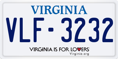 VA license plate VLF3232