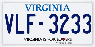 VA license plate VLF3233