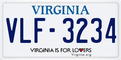 VA license plate VLF3234