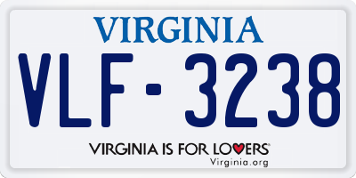 VA license plate VLF3238