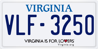 VA license plate VLF3250