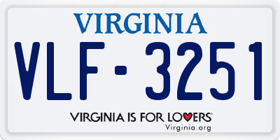 VA license plate VLF3251