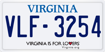 VA license plate VLF3254