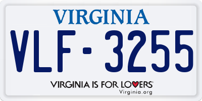 VA license plate VLF3255