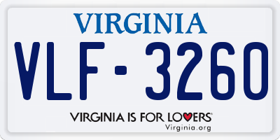 VA license plate VLF3260