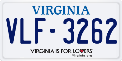 VA license plate VLF3262