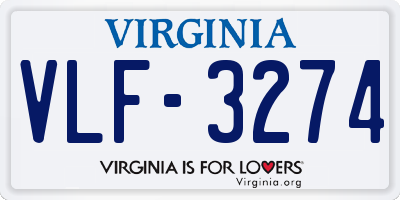 VA license plate VLF3274