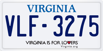 VA license plate VLF3275