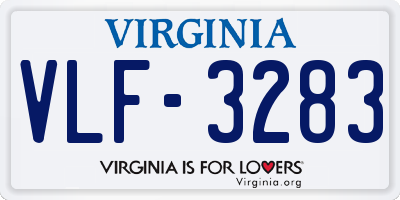 VA license plate VLF3283