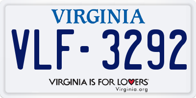 VA license plate VLF3292