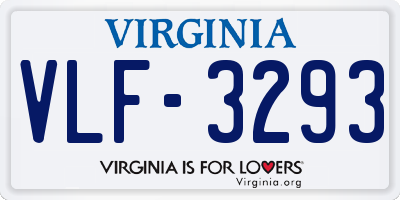 VA license plate VLF3293