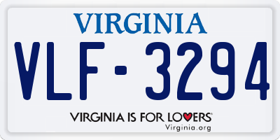 VA license plate VLF3294