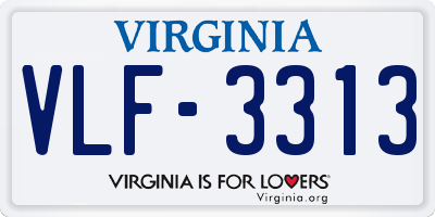 VA license plate VLF3313