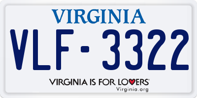VA license plate VLF3322