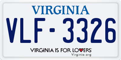 VA license plate VLF3326