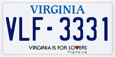 VA license plate VLF3331