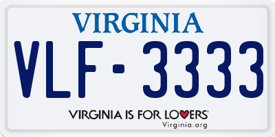 VA license plate VLF3333