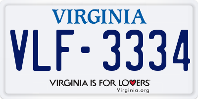 VA license plate VLF3334