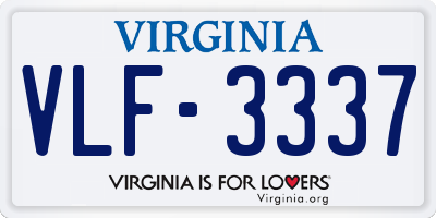 VA license plate VLF3337