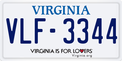 VA license plate VLF3344