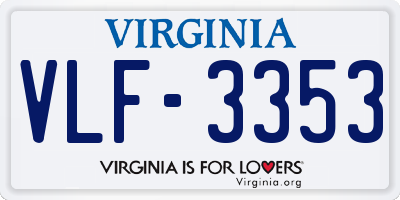 VA license plate VLF3353