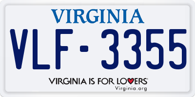 VA license plate VLF3355