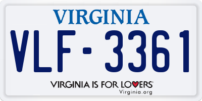 VA license plate VLF3361