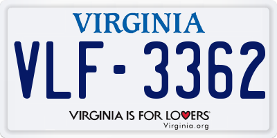 VA license plate VLF3362