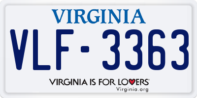 VA license plate VLF3363