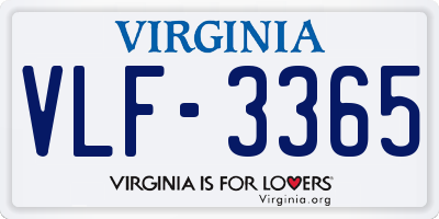 VA license plate VLF3365