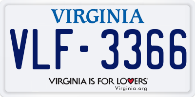 VA license plate VLF3366