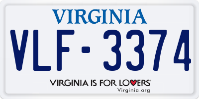 VA license plate VLF3374