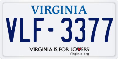 VA license plate VLF3377