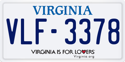 VA license plate VLF3378