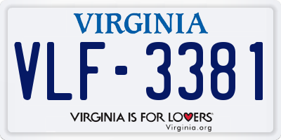 VA license plate VLF3381